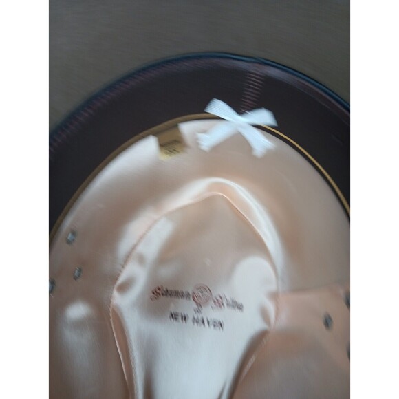 Vintage Schuman Sullivan Of New Haven Hat Olive Medium Green Leather Made In USA - Picture 5 of 7